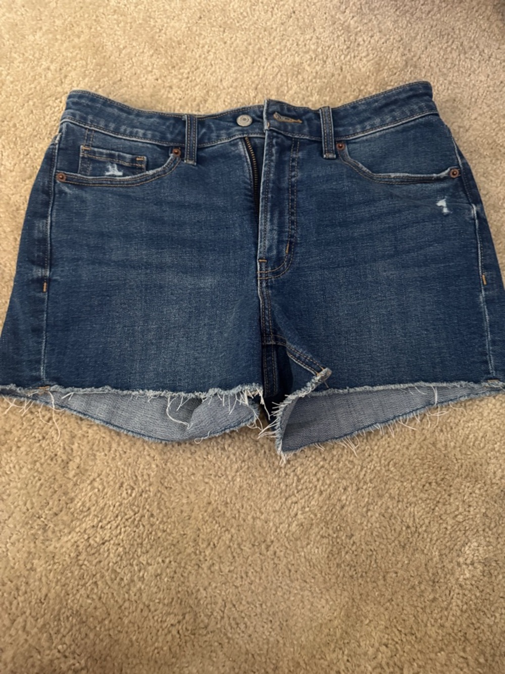 Old Navy Dark Blue Frayed Hem Denim Shorts